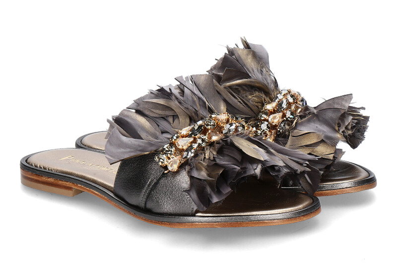 Paola Fiorenza Pantolette PIUMA GREY GOLD- wash fucile black