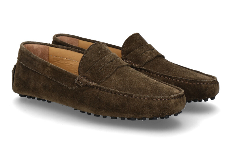 ScarpaRossa Herren- Mokassin VELOUR- taupe/dunkelgrün