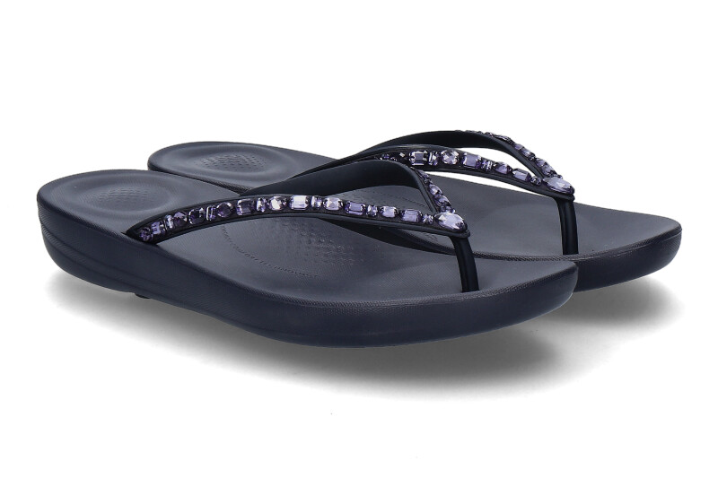 Fitflop Zehentrenner IQUSHION MULTI-CRYSTAL ERGOMOMIC- midnight navy/dunkelblau