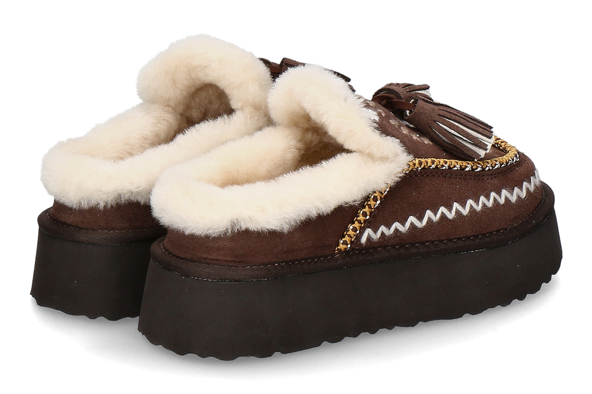 Nan-Ku Couture Pantolette gefüttert DFH15 - coffee_264300060_2