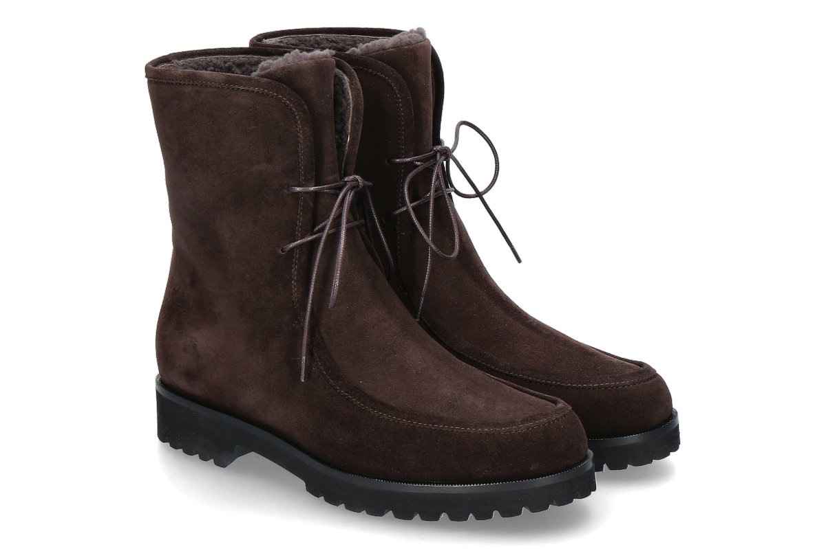 Unützer Schnür-Bootie gefüttert VELOUR 49- chocolate/ braun