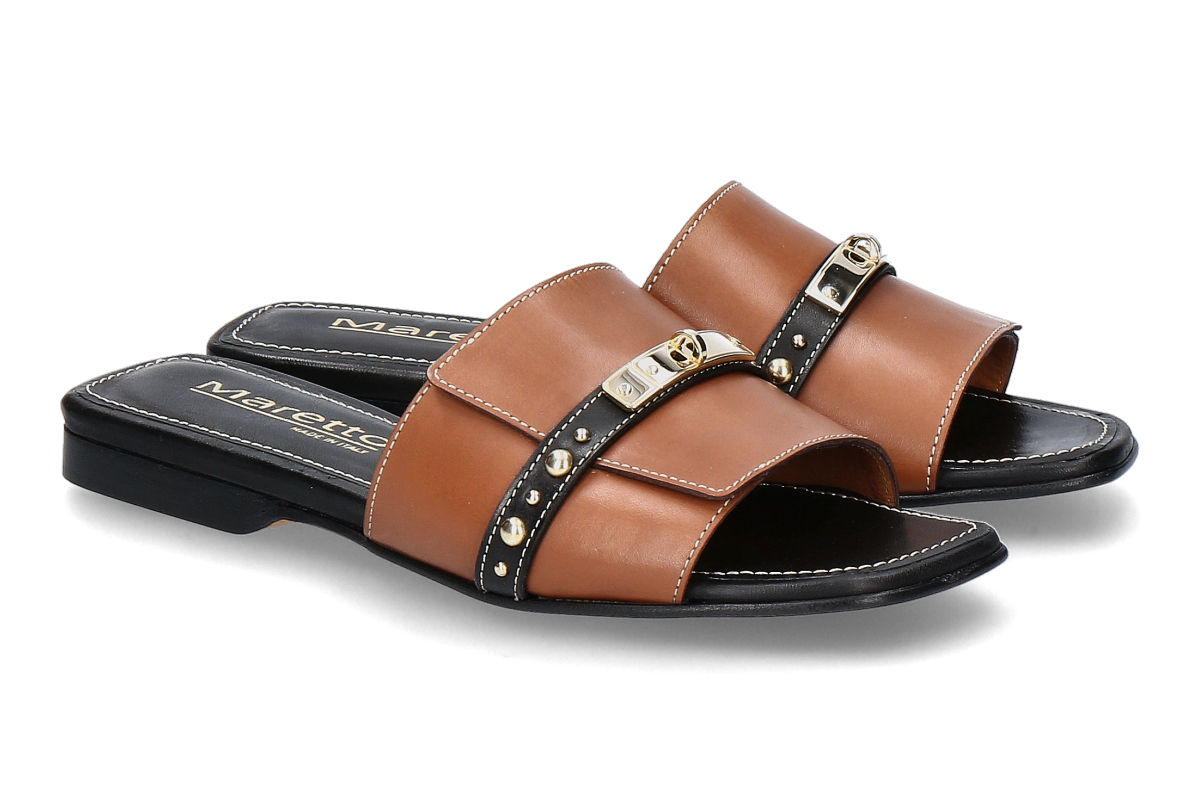 Maretto Pantolette 2477 NAPPA- tabacco/ schwarz