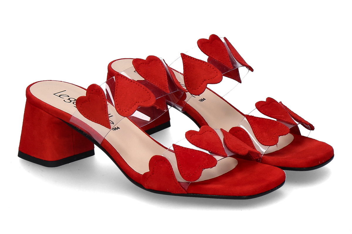 Legazzelle Pantolette HEART CAMOSCIO- fuoco/ rot