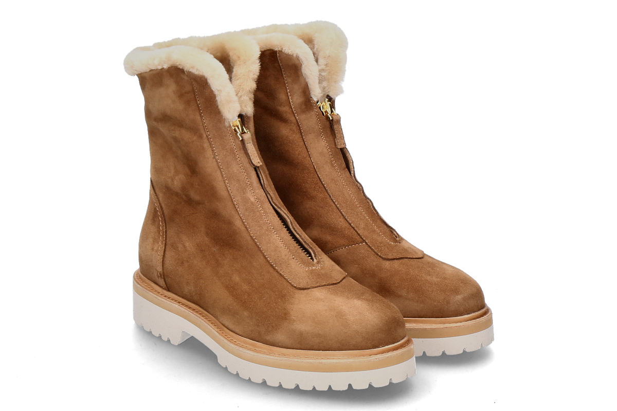 Maretto Reißverschlusstiefelette gefüttert AGNELLO CAMOSCIO- mittelbraun