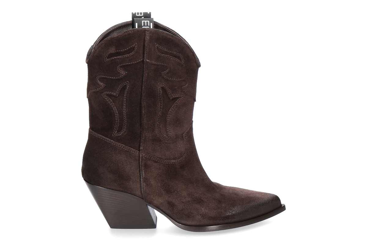 Elena Iachi Damen Western Stiefelette STRATEGIA - Velour Ebano / dunkelbraun