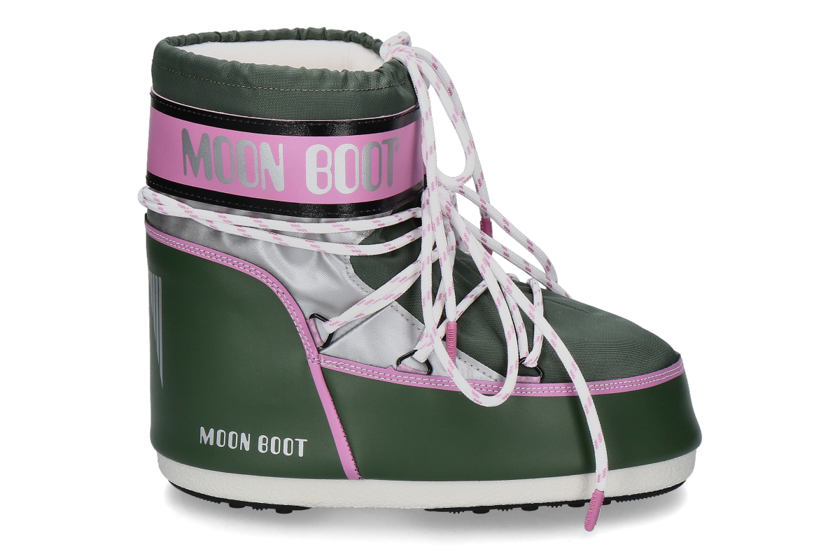 Moon Boot Damen Bootie ICON LOW SPACE RACING- mehrfarbig/ forest green silver pink