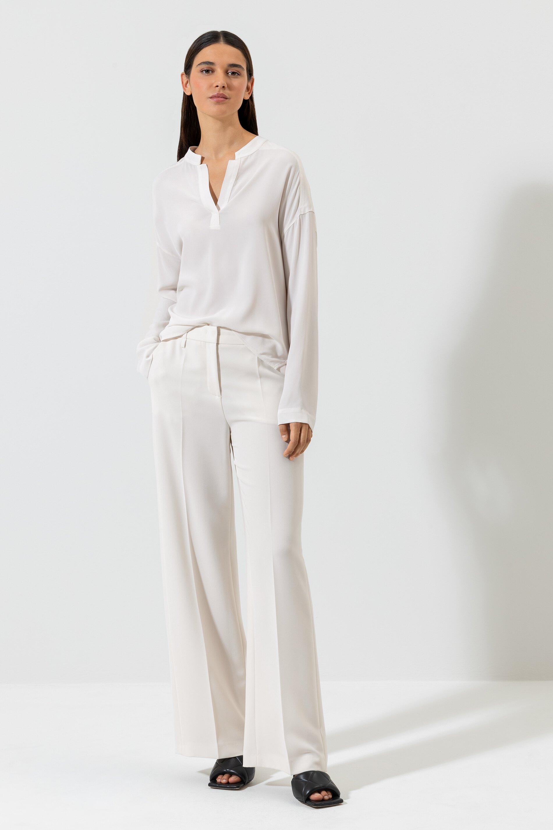 Luisa Cerano Bluse SILK BLEND - chalk/weiss