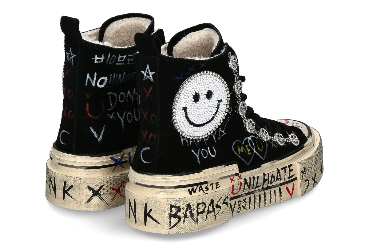 Nan-Ku Couture High Top Sneaker gefüttert SKATER SMILEY - black_236000146_2