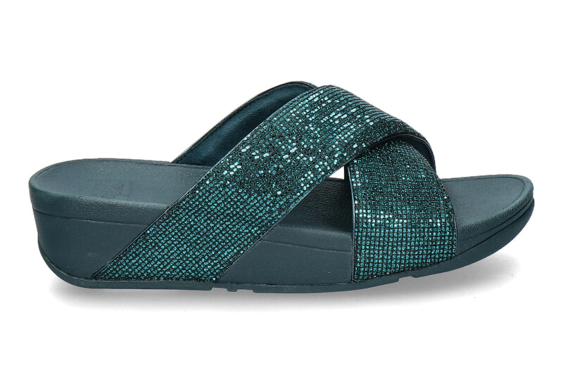 Fitflop Pantolette LULU GLITTERBALL CROSS- metallic deep teal