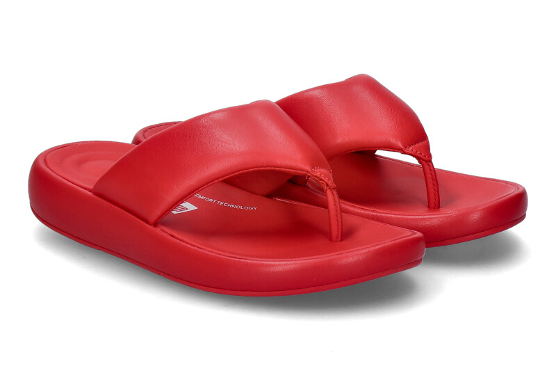 Fitflop Zehentrenner IQUSHION D-LUXE PADDED LEATHER TOE-POST-  red/rot