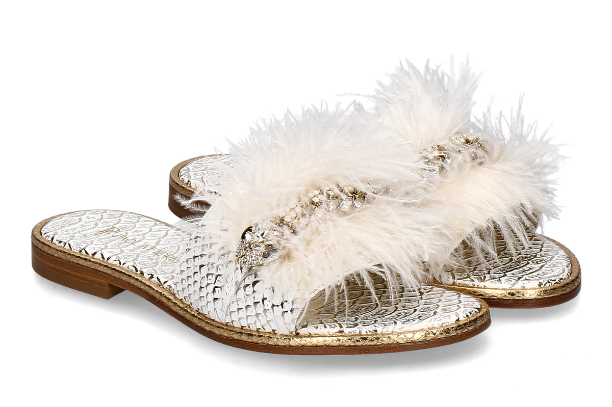Paola Fiorenza Pantolette SNAKE SLIDER- bianco/ gold