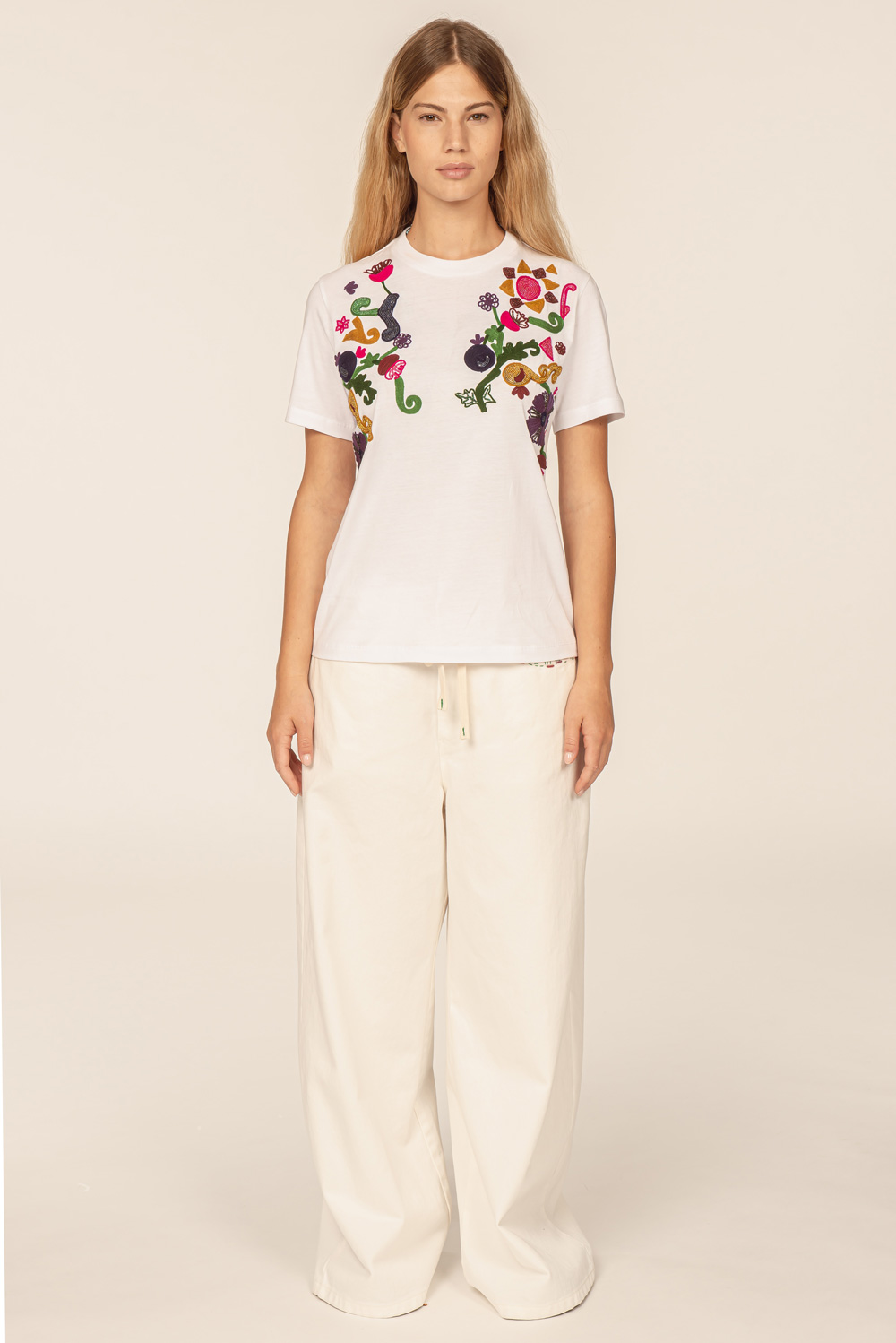 Front Street 8 Damen T-Shirt CHAIN STICHED- embroideries