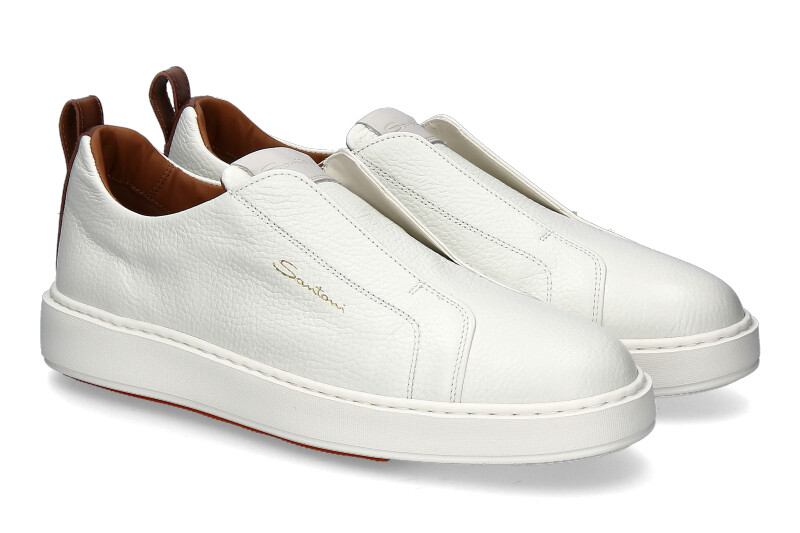 Santoni Herren- Slip-On CLEANIC NAPPA- white