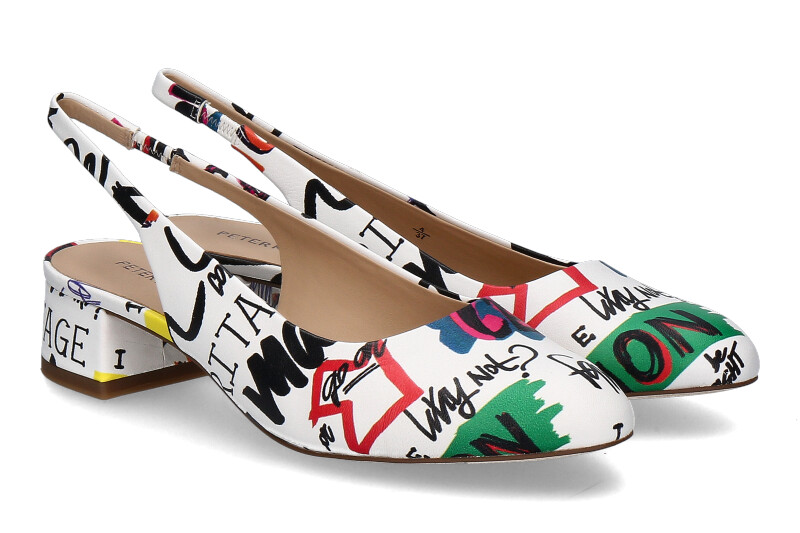 Peter Kaiser Slingpumps NAPPA- white graffiti/weiss
