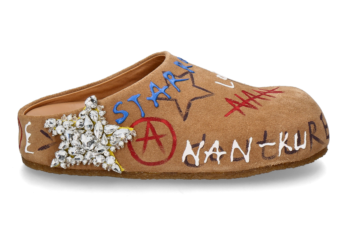 Nan-Ku Couture Pantolette EFSO8 - camel/ mittelbraun