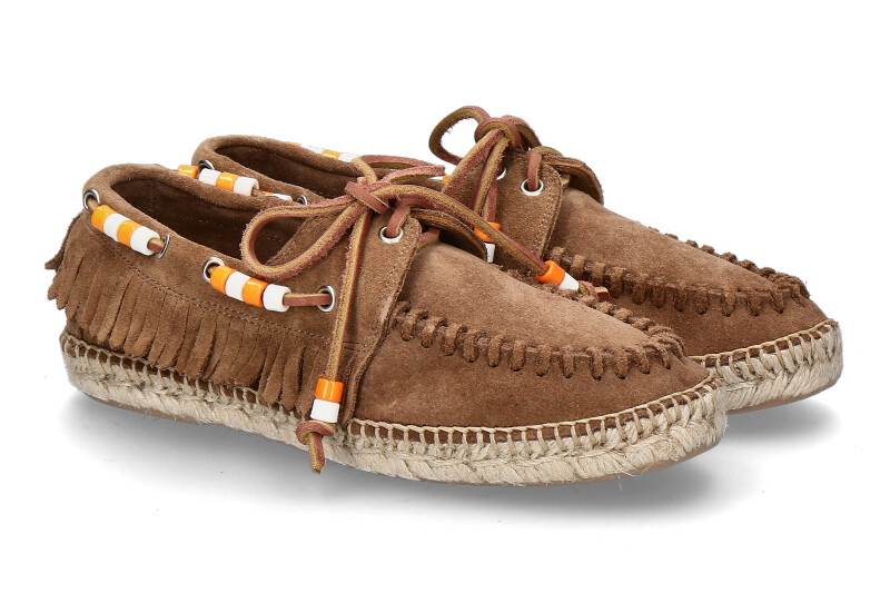 Lagoa Damen-Schnürschuh NAUTICO FRANGE SUEDE- visone/mittelbraun