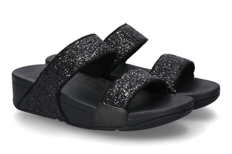 Fitflop Pantolette LULU GLITTER SLIDES- black glitter/schwarz