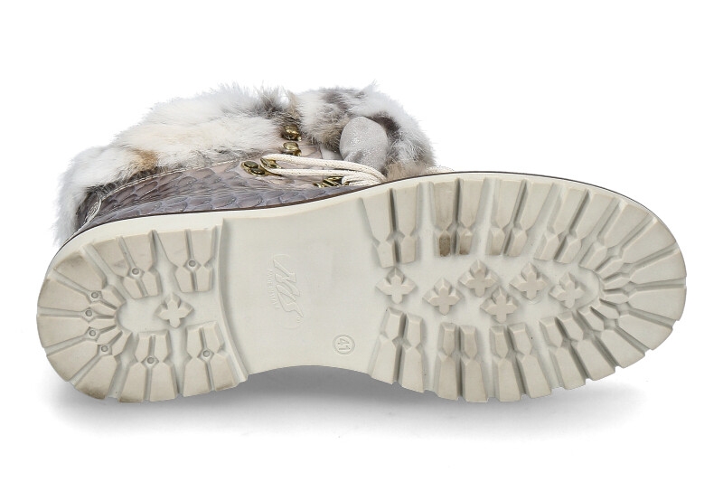 New Italia Shoes Stiefelette KANNINCHENFELL GRAU GLITTER (36)