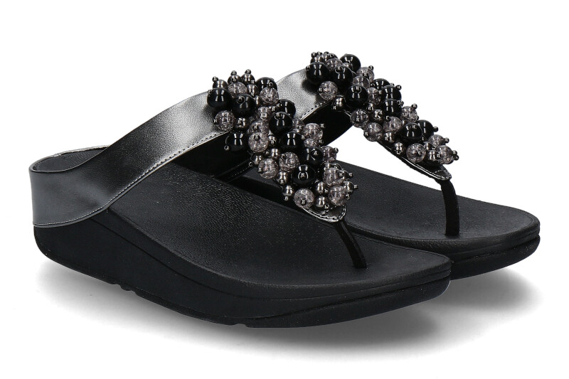 Fitflop Zehentrenner FINO BAUBLE-BEAD PEWTER- black/schwarz