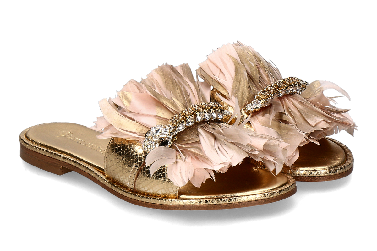 Paola Fiorenza Pantolette COBRA LAME LEGNO- gold