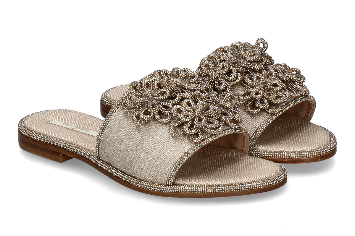 Paola Fiorenza Pantolette LINONE GLACEE- scuro beige/ platino