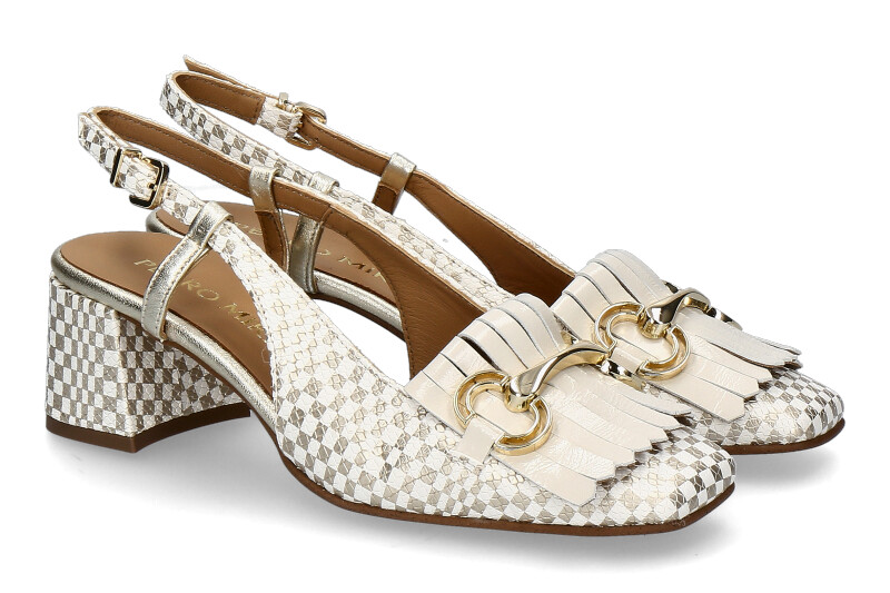Pedro Miralles Slingpumps PYTON SQUARE- blanco/platino