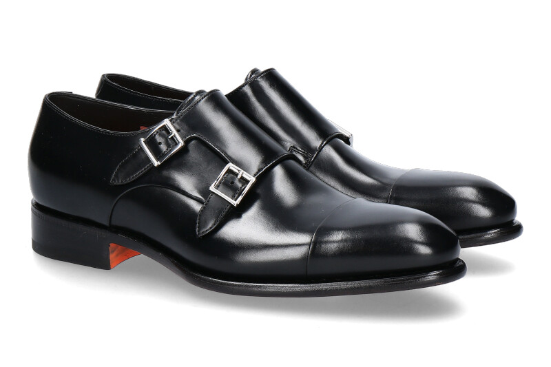 Santoni Herren- Monk CARTER DOUBLE BUCKLE- black/ schwarz