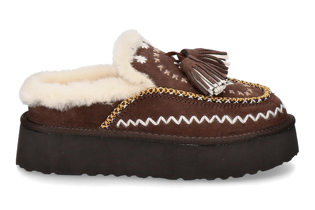 Nan-Ku Couture Pantolette gefüttert DFH15 - coffee/ mittelbraun