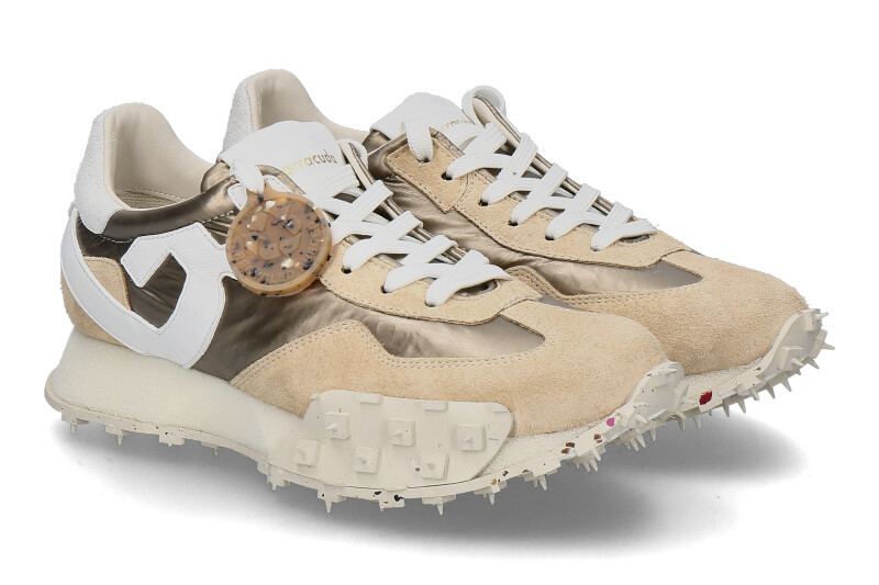 Barracuda Damen- Sneaker VELOURSLEDER NYLON- cappucino/champagner/weiss