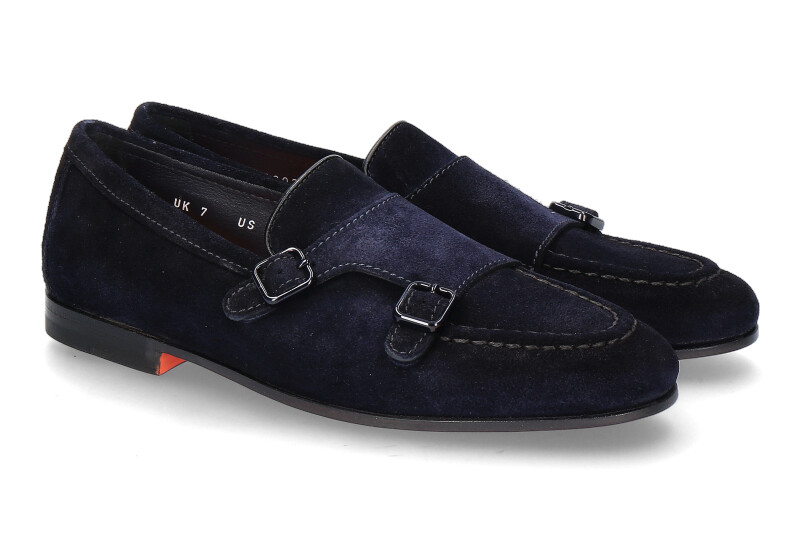 Santoni Herren-Loafer CARLOS DOUBLE BUCKLE- blau