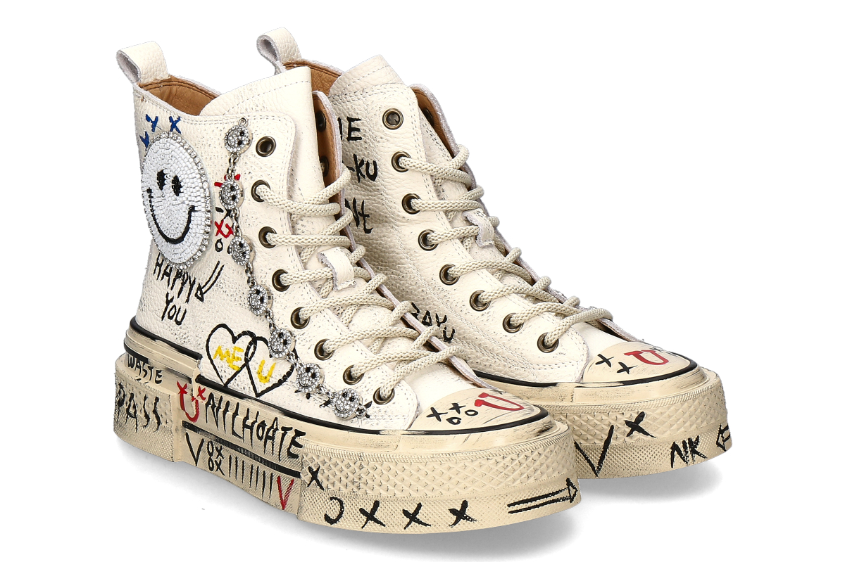 Nan-Ku Couture High Top Sneaker SKATER SMILEY - weiß