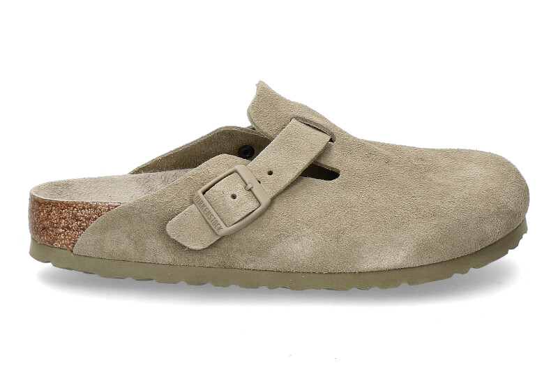 Birkenstock Clogs BOSTON SCHMAL VELOURS- faded khaki/grün