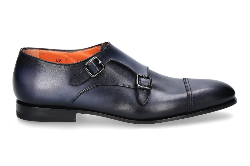 Santoni Herren- Monk CALF DOUBLE BUCKLE- blu/ blau