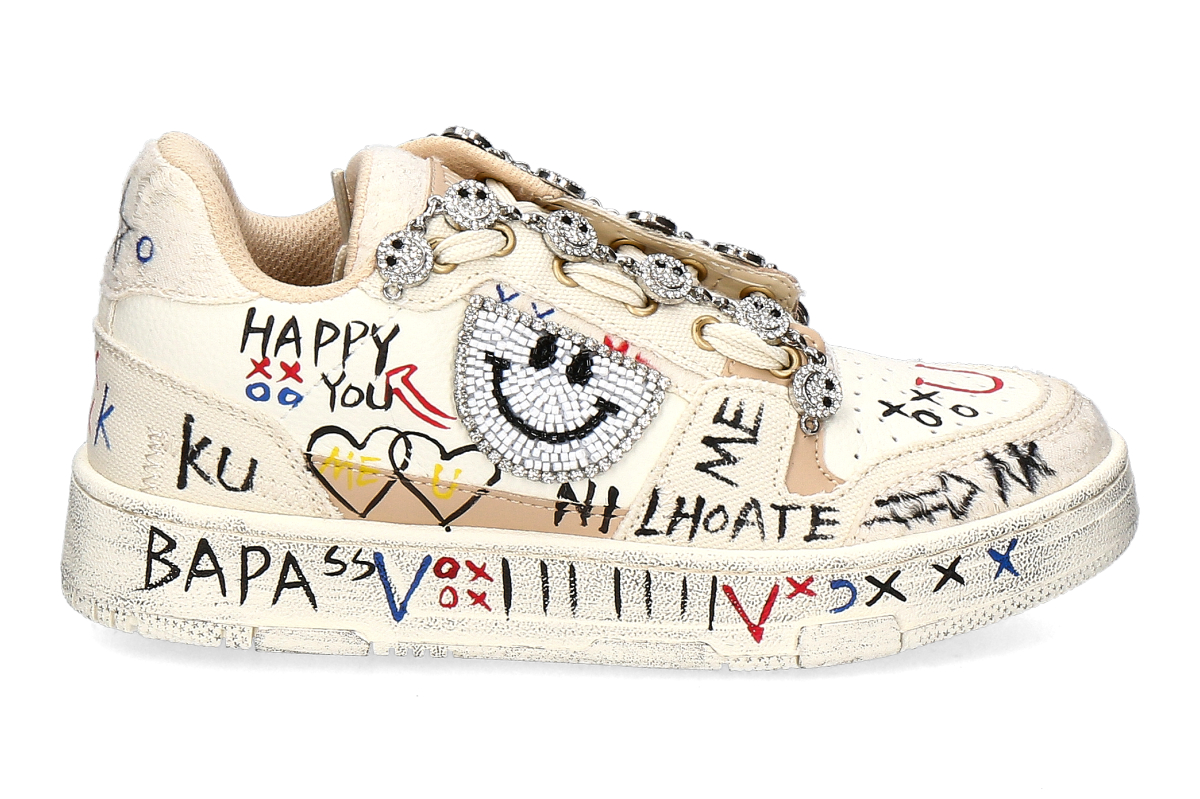 Nan-Ku Couture High Top Sneaker SKATER SMILEY - beige/weiß