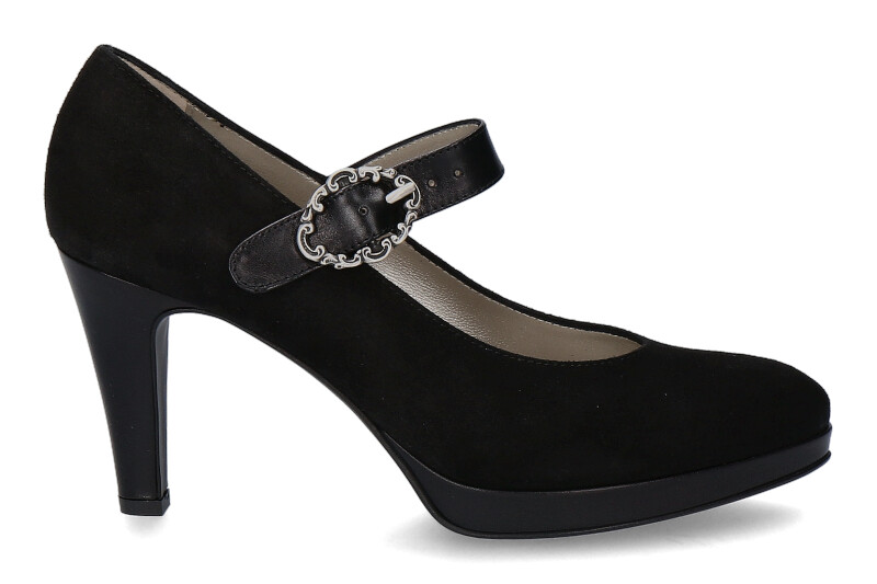 dirndl + bua Spangenpumps ZIEGENVELOURSLEDER- schwarz