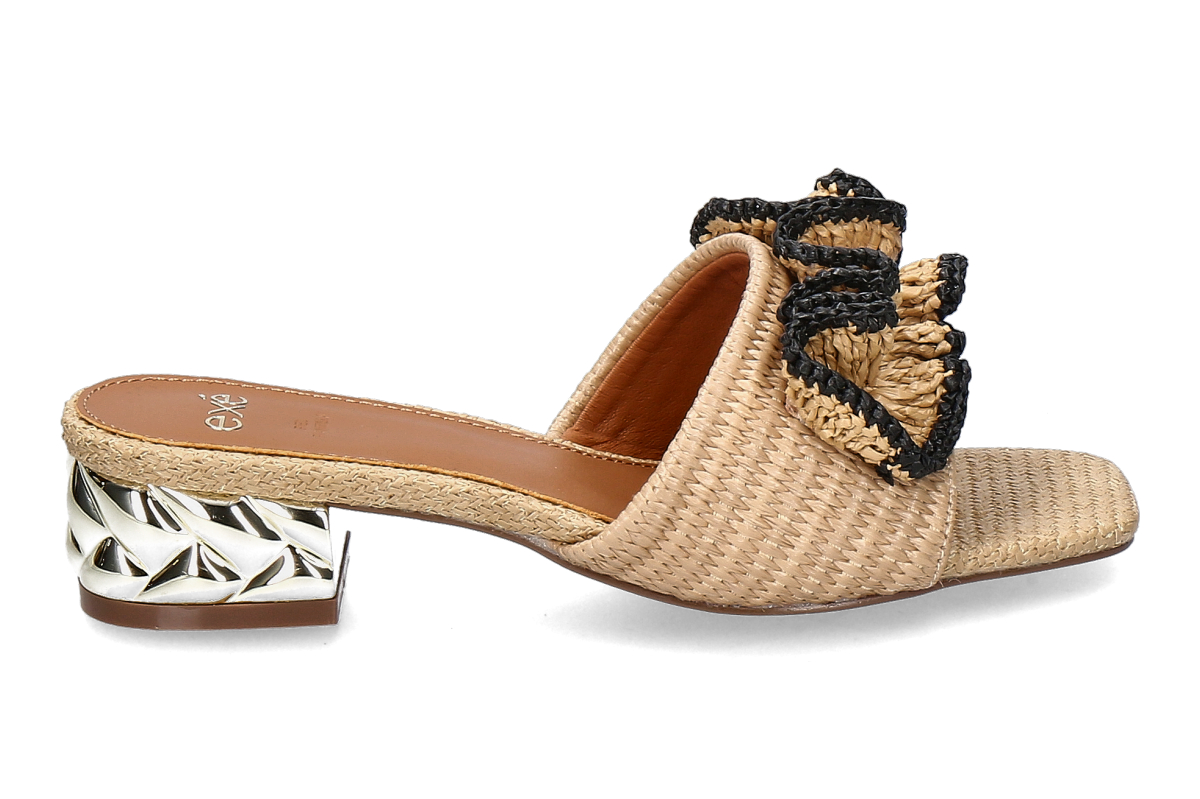 Exé Pantolette KATY-467- raffia beige/ braun