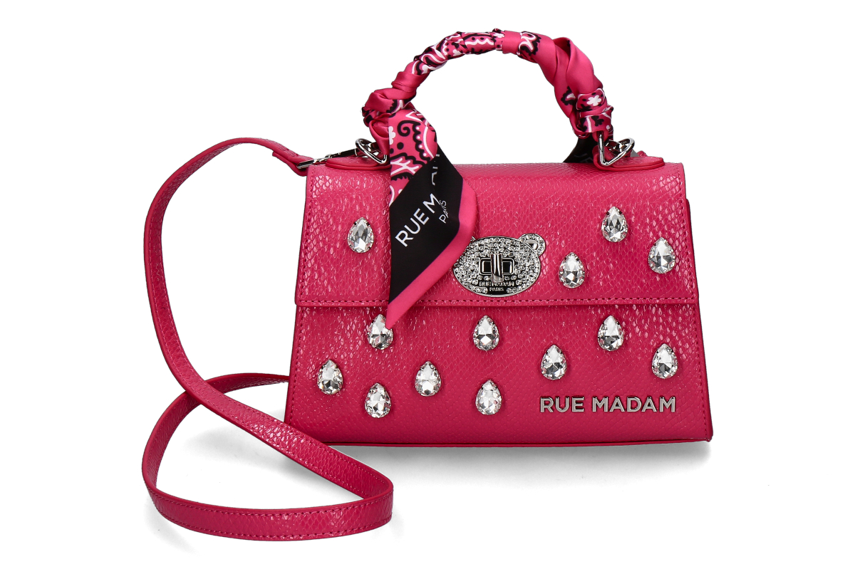 Rue Madam Handtasche MINI TEDDY STRASS- snake fuchsia/ pink