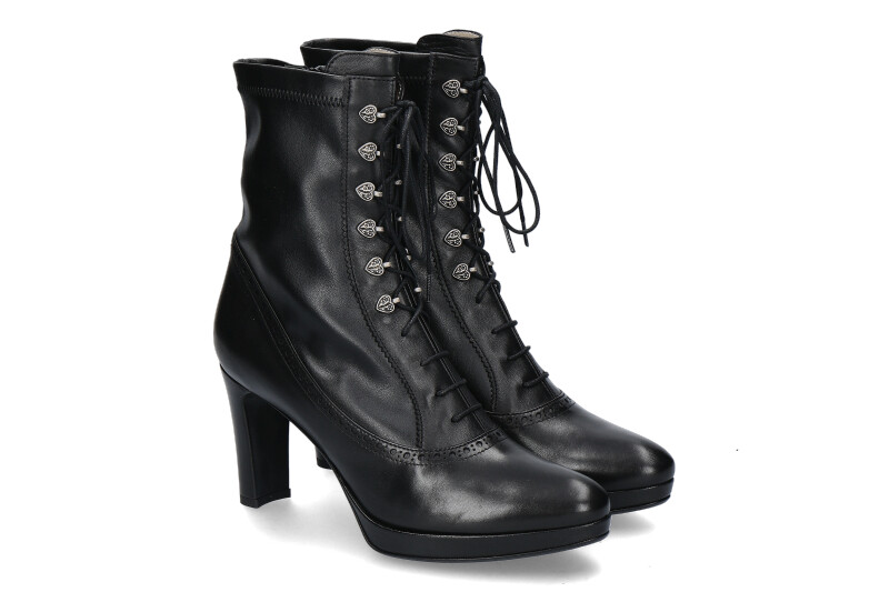 Dirndl + Bua Damen- Stiefelette ZIEGENNAPPA STRETCHLEDER- schwarz