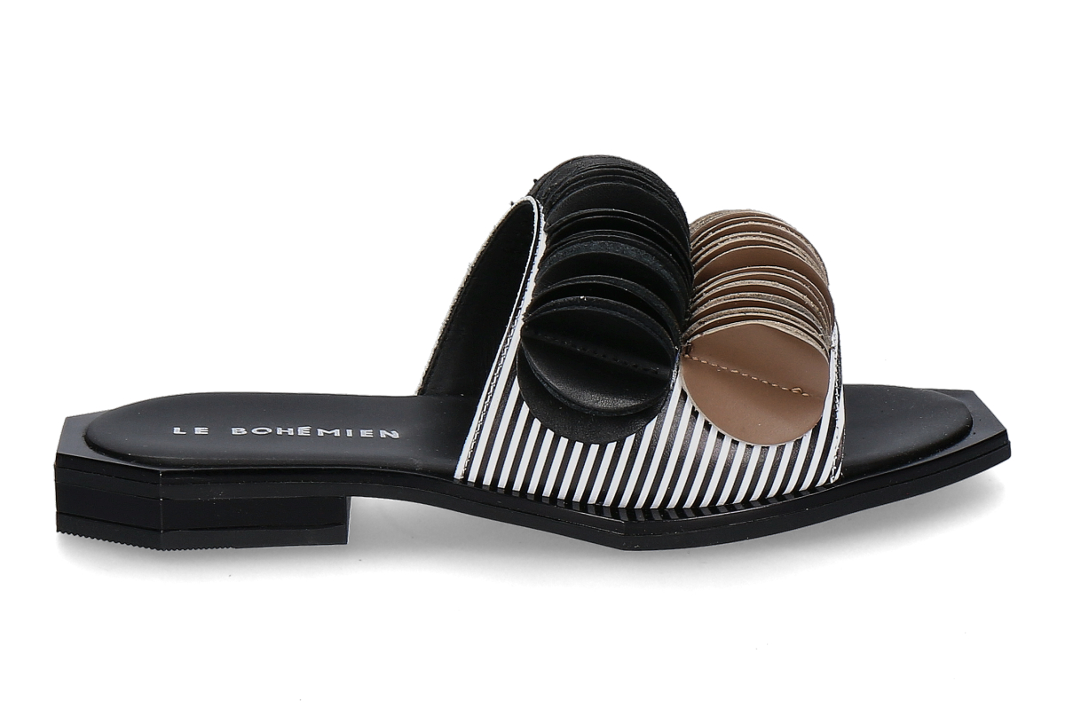 Le Bohémien Pantolette SC36 VITELLO- weiss/ schwarz/ caffe