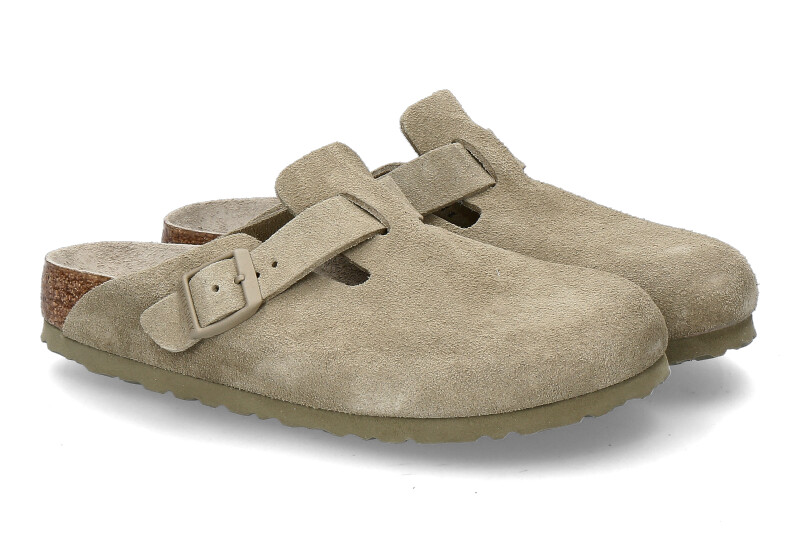 Birkenstock Clogs BOSTON SCHMAL VELOURS- faded khaki/grün