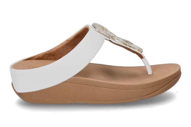 Fitflop Zehentrenner HX2 FINO CRYSTAL-CHAIN LEATHER TOE-POST- urban wihte/weiss