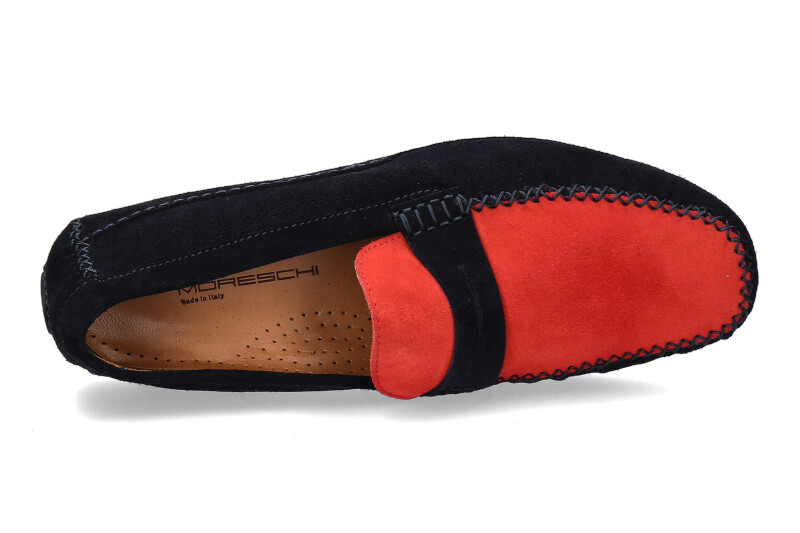 Moreschi Mokassin CAMOSCIO BLU SCURO ROSSO (42)
