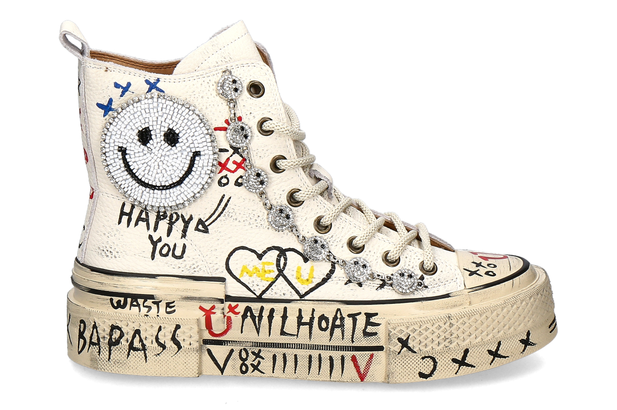 Nan-Ku Couture High Top Sneaker SKATER SMILEY - weiß
