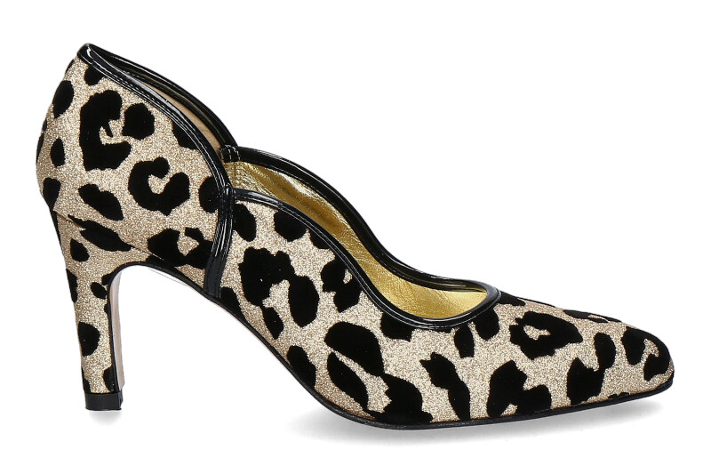 Azuree Cannes Pumps RAPIDO TISSU JAGUAR ORO VERNIS NOIR (36)
