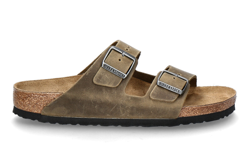 Birkenstock Herren- Pantolette ARIZONA SCHMAL NATURLEDER GEÖLT- faded khaki