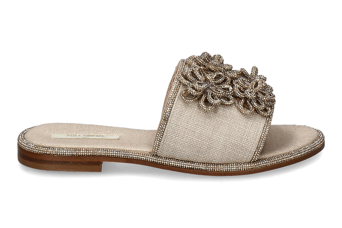 Paola Fiorenza Pantolette LINONE GLACEE- scuro beige/ platino