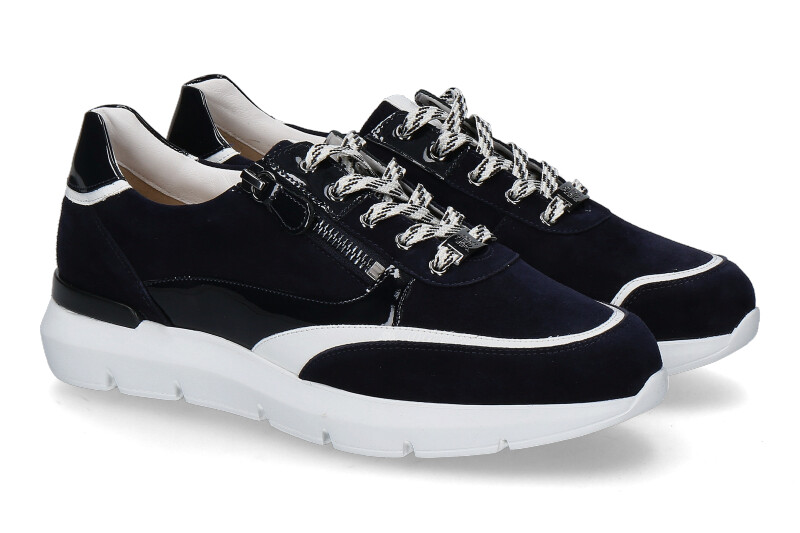 Hassia Sneaker BORDEAUX SAMTKID LEDER- blau/weiss