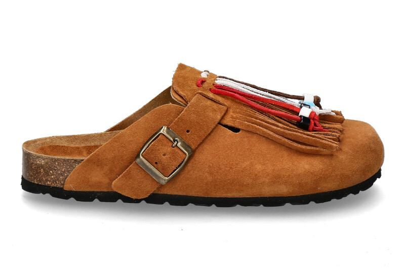 Lagoa Damen-Pantolette DANDARA FRANGE SUEDE- setter/cognacbraun