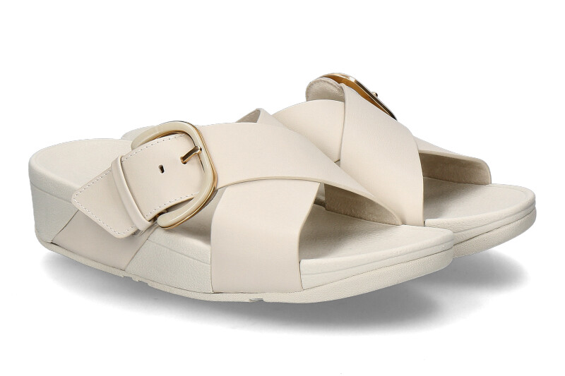 Fitflop Pantolette LULU RESIN-BUCKLE LEATHER CROSS- paris beige