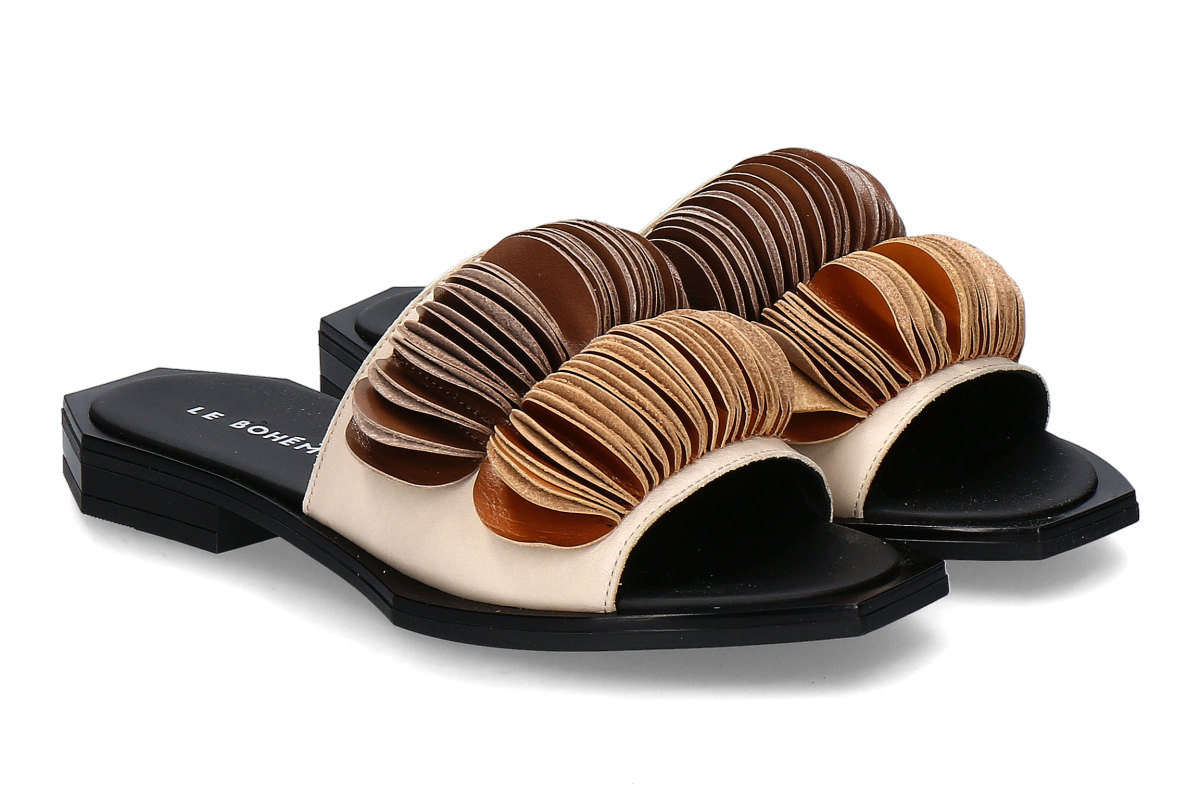Le Bohémien Pantolette SC36 VITELLO- beige/ ocker/ schwarz
